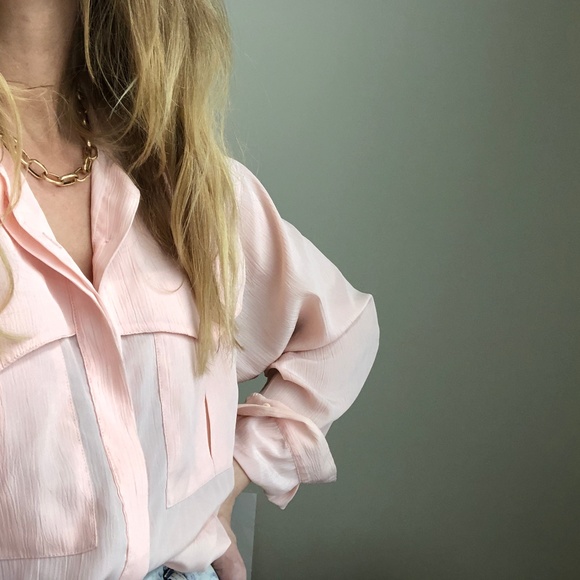 💲⬇️ VINTAGE/ textured pocket boxy blouse - Picture 5 of 10